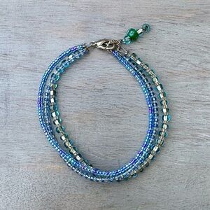 Silver & Blue Beaded Bracelet